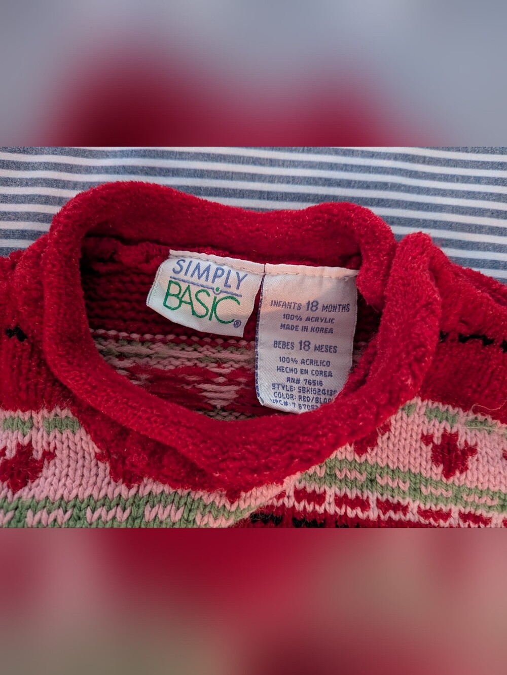 Simply Basic Red Baby 18M Long-sleeve Cozy Sweater - Picture 3 of 3
